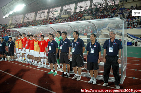 Thầy trò HLV Calisto đã đặt một trận vào vòng bán kết - Ảnh laoseagames2009 Thầy trò HLV Calisto đã đặt một trận vào vòng bán kết - Ảnh laoseagames2009