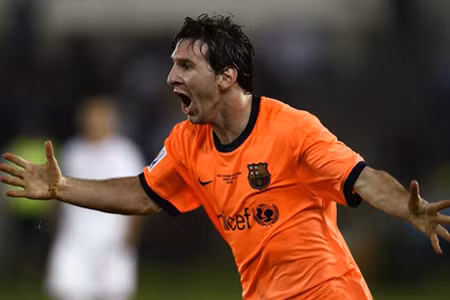 Messi ăn mừng khi ghi được bàn thắng quyết định của trận đấu