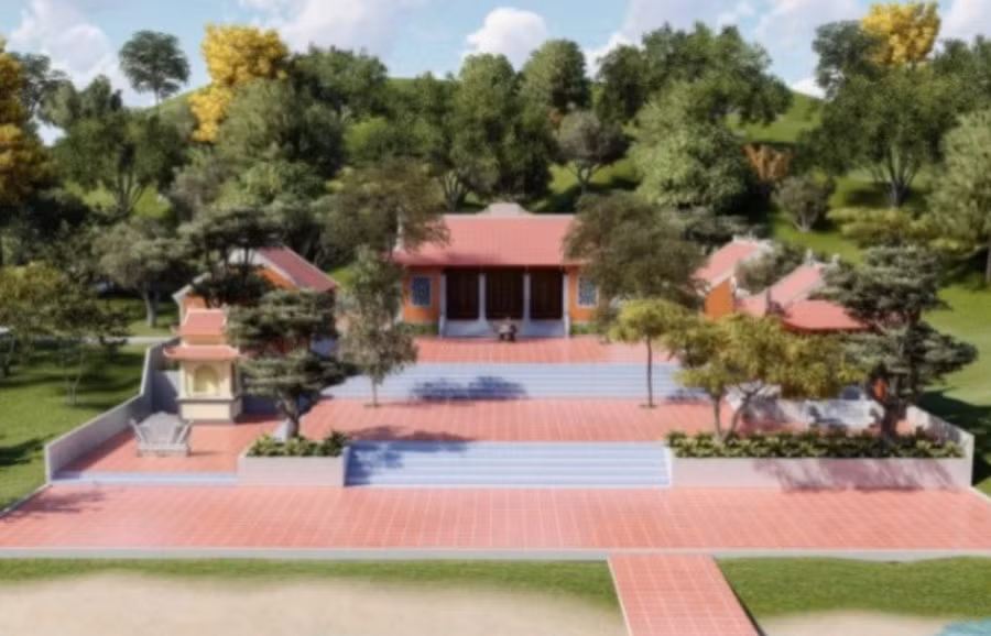 Phối cảnh Dự án Khu tưởng niệm và Đền thờ anh hùng liệt sỹ tại hồ Kẻ Gỗ.