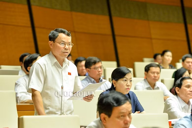 Đại biểu Nguyễn Tiến Sinh phát biểu thảo luận tại hội trường