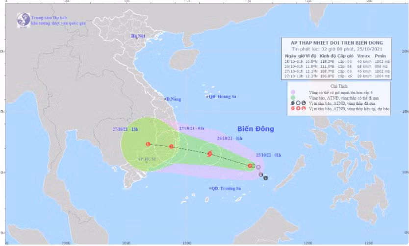 Hình ảnh vệ tinh áp thấp nhiệt đới.