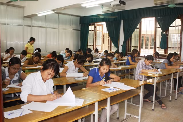 Phòng thi tại trường CĐ Nội vụ. Ảnh: gdtd.vn
