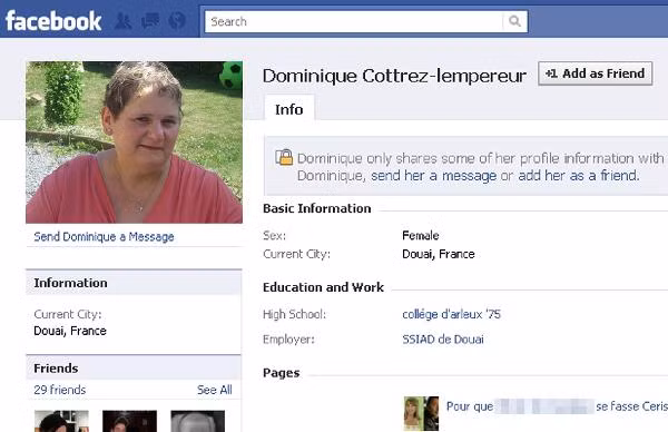 Trang Facebook của Dominique Cortez,