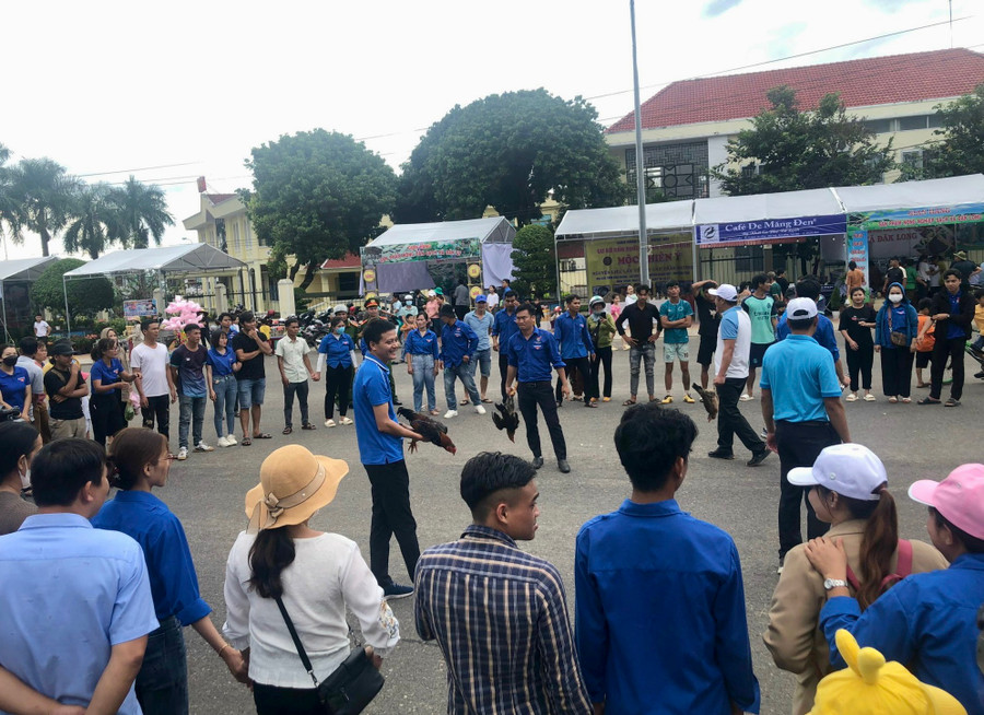 Hàng chục người tham gia cuộc thi bắt gà xã Hà Mòn (huyện Đắk Hà). Hàng chục người tham gia cuộc thi bắt gà xã Hà Mòn (huyện Đắk Hà).