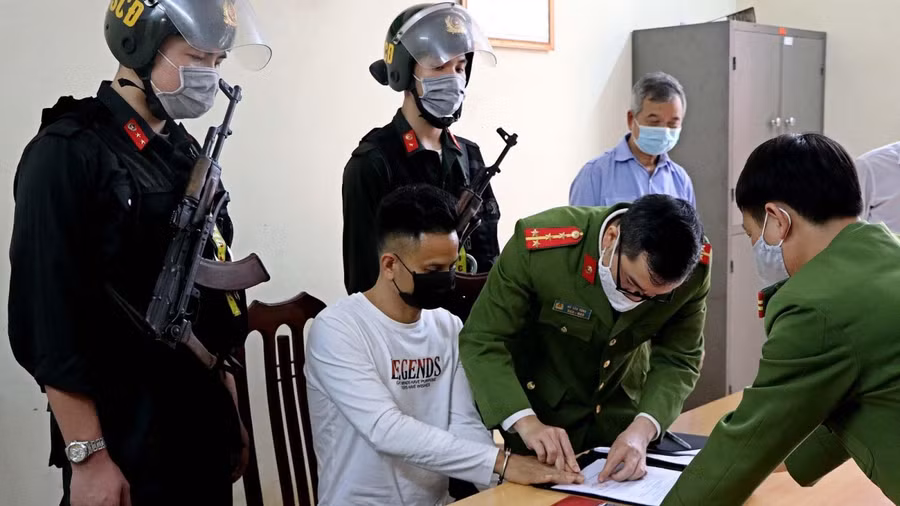 Nguyễn Công Dũng thời điểm bị cơ quan chức năng bắt giữ.