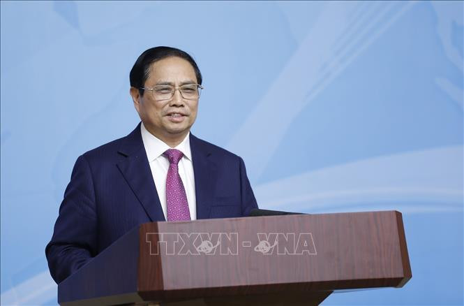 Thủ tướng Phạm Minh Chính chủ trì Hội nghị Tổng kết công tác Ngoại giao vaccine. Ảnh: Dương Giang/TTXVN.