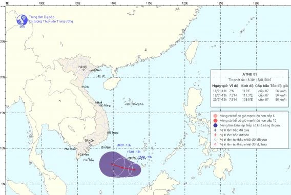 Hình thành áp thấp nhiệt đới ở khu vực Nam biển Đông