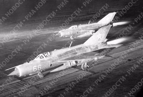 The MiG-21 featured a thin triangular wing and flew at twice the speed of sound