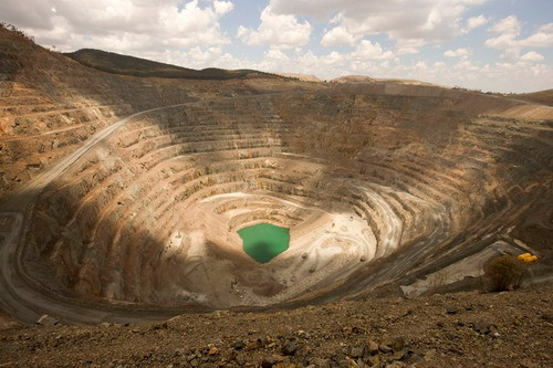 An overall view of the open pit gold-copper Cadia mine in Orange district in Australia