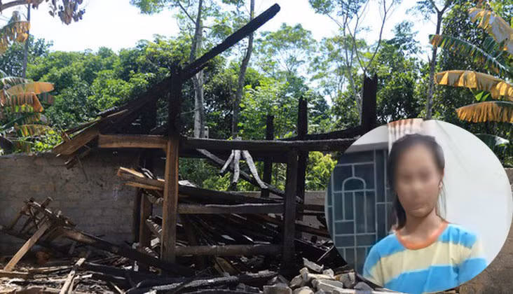 Nữ sinh T. gây ra hàng loạt vụ đốt nhà rơm của người dân.