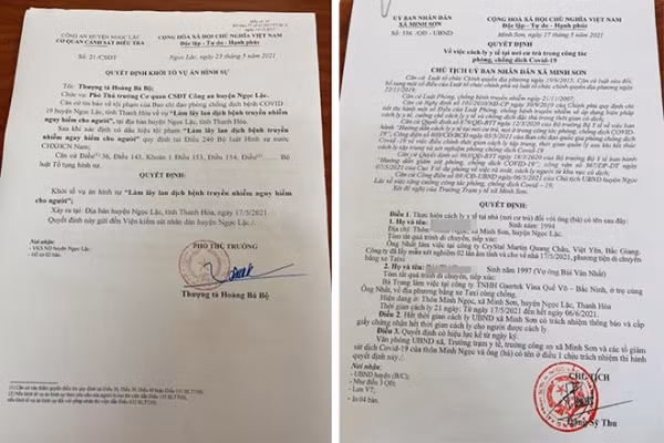 Quyết định khởi tố vụ án hình sự làm lây lan dịch bệnh liên quan đến BN4694