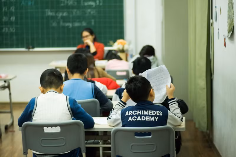Thí sinh tại điểm thi trường Archimedes Academy