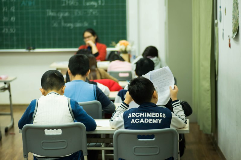 Thí sinh tại điểm thi trường Archimedes Academy Thí sinh tại điểm thi trường Archimedes Academy