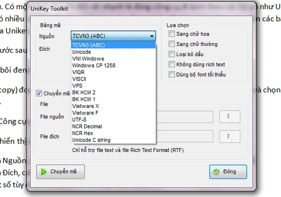 Hướng dẫn chuyển đổi font chữ bằng Unikey Toolkit