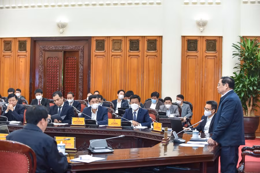 Thủ tướng Phạm Minh Chính phát biểu chỉ đạo tại buổi làm việc.