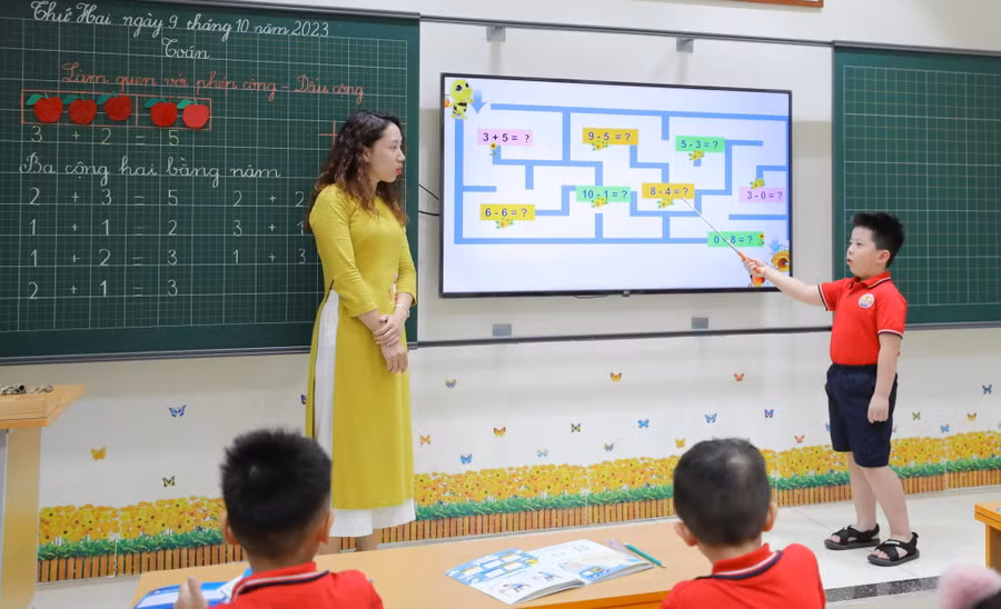 Một tiết học của Trường tiểu học Kim Đồng (quận Ba Đình, Hà Nội).