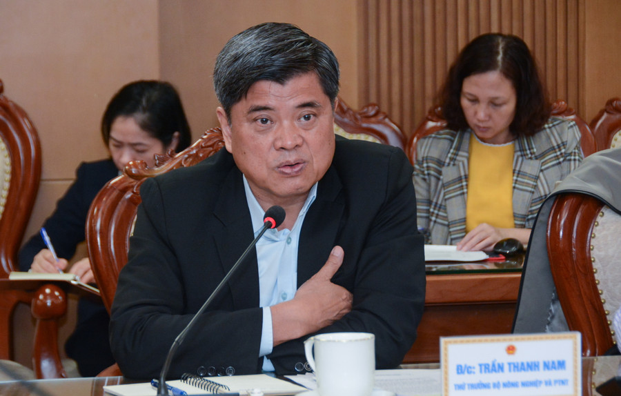 Thứ trưởng Bộ Nông nghiệp và Phát triển Nông thôn Trần Thanh Nam chia sẻ tại buổi làm việc.