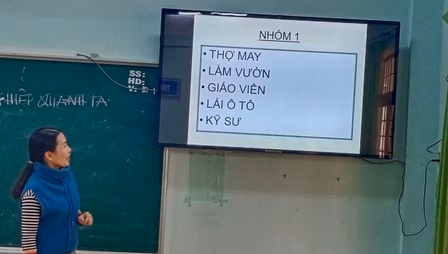 Giáo viên giới thiệu một số nghề nghiệp để học sinh tìm hiểu, lựa chọn theo nhu cầu.