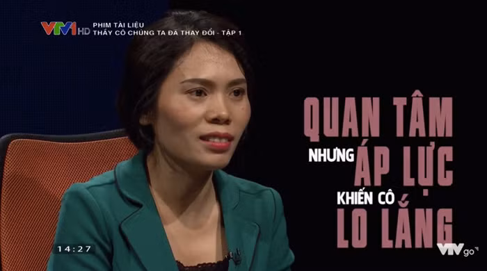 Cô Hà Thu Hiền - Giáo viên môn Toán Trường THPT Ngô Thì Nhậm khi tham gia Chương trình “Thầy cô chúng ta đã thay đổi”