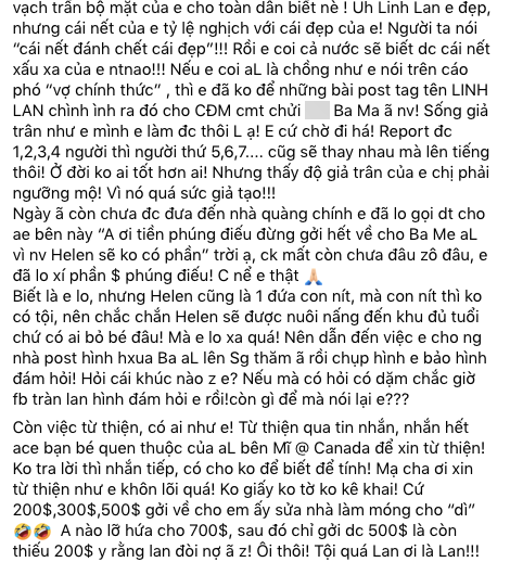 Bạn Vân Quang Long tố Linh Lan đòi tiền phúng điếu, hỗ láo với ba mẹ chồng