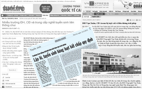 Báo chí đăng tải sai phạm liên kết đào tạo trong đó có Trường CĐ ASEAN Báo chí đăng tải sai phạm liên kết đào tạo trong đó có Trường CĐ ASEAN