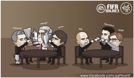 Biếm họa 24h: HLV Wenger hí hửng,  Biem hoa 24h: HLV Wenger hi hung,