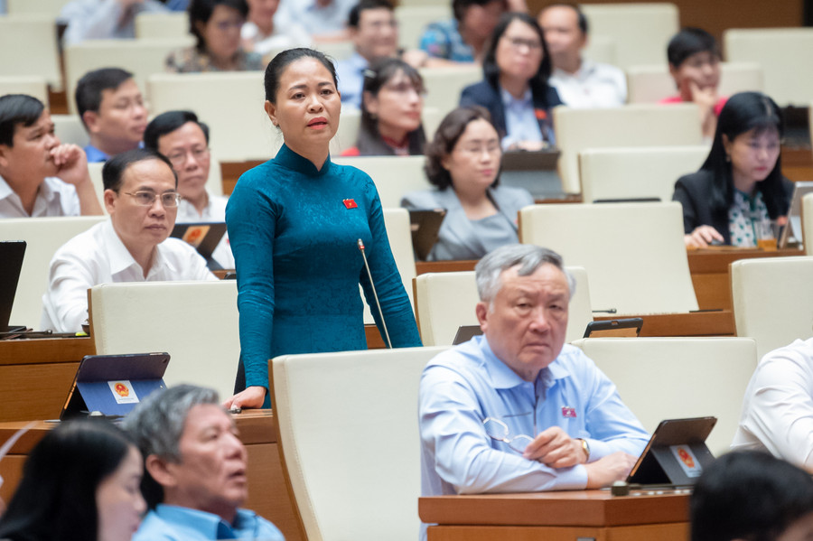 Đại biểu Nguyễn Thị Thu Dung (Đoàn ĐBQH tỉnh Thái Bình) phát biểu tranh luận tại hội trường chiều 1/11. Đại biểu Nguyễn Thị Thu Dung (Đoàn ĐBQH tỉnh Thái Bình) phát biểu tranh luận tại hội trường chiều 1/11.