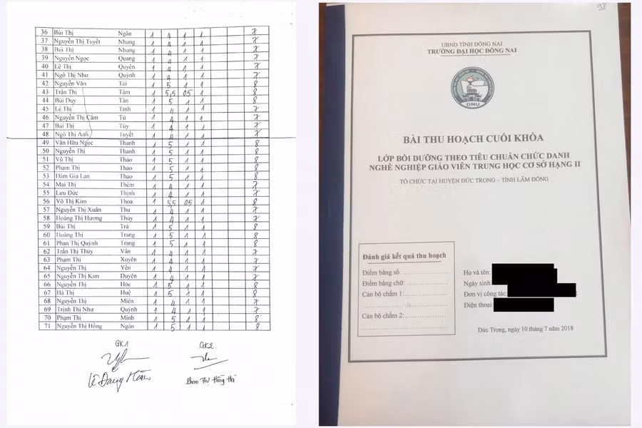 Một phần ‘phiếu con’ tự tạo của Bộ môn QLGD và bài thu hoạch không có bút tích của giám khảo gây tranh cải tại Trường ĐH Đồng Nai. Đồng thời các ‘phiếu con’ này không thể hiện tên của đề tài mà học viên làm.
