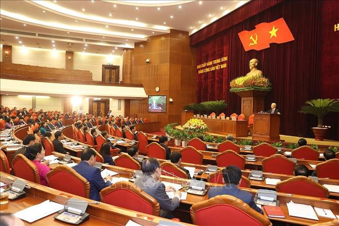 Tổng Bí thư Nguyễn Phú Trọng phát biểu bế mạc Hội nghị Trung ương giữa nhiệm kỳ khóa XIII. Ảnh: Trí Dũng/TTXVN Tổng Bí thư Nguyễn Phú Trọng phát biểu bế mạc Hội nghị Trung ương giữa nhiệm kỳ khóa XIII. Ảnh: Trí Dũng/TTXVN