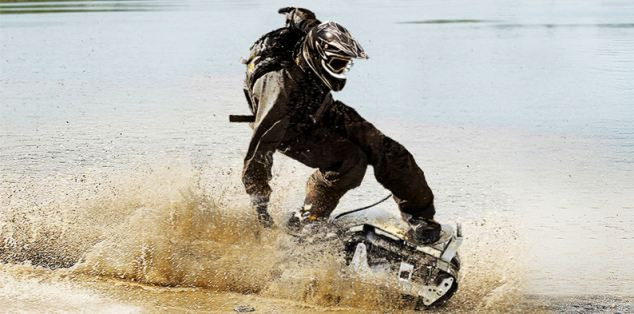 Its developers claim it is capable of travelling over any surface and can even be operated remotely Read more: http://www.dailymail.co.uk/sciencetech/article-1311661/The-DTV-Shredder-The-incredible-motorised-skateboard-looks-like-tank.html#ixzz0zSeJwNAn