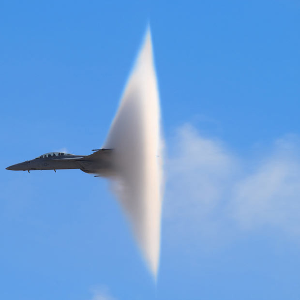 An F-18 Super Hornet passes through the sound barrier, creating a visible ’vapour cone’ at the Miramar Air Station in San Diego, California, United States. Amateur photographer Steve Skinner didn’t know he had captured the vapour cone moment, until he looked at the photos later that day. 