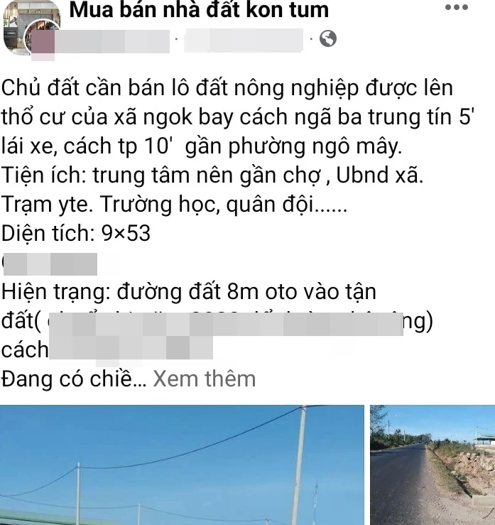 Nhiều thông tin đăng tải bán đất nông nghiệp trên Facebook.