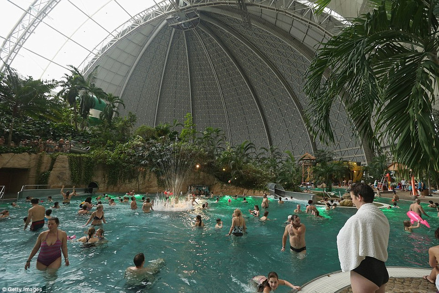 Popular: Tropical Islands attracts up to 6,000 visitors a day and in its first year attracted 975,000 visitors Read more: http://www.dailymail.co.uk/news/article-2281349/Incredible-pictures-luxury-Tropical-Islands-resort-inside-enormous-German-hanger-surrounded-SNOW.html#ixzz2LQnqC78v Follow us: @MailOnline on Twitter | DailyMail on Facebook