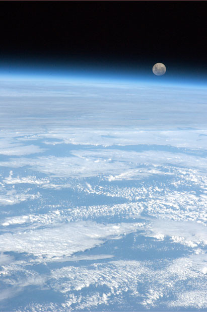 Chris Hadfield, a Canadian astronaut currently living in space aboard the International Space Station, tweeted this photo, with the caption: The full moon rises over the only planet we have ever called home.
