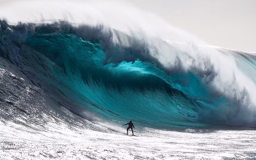 Australian surfer Marti Paradisis rides a wave near Pedra Branca Rock, south of Tasmania in the Southern Ocean. Paradisis won the ’Biggest Wave’ section of the Australasian Big Wave Awards, which included $20,000 prize-money. Picture taken November 2012.