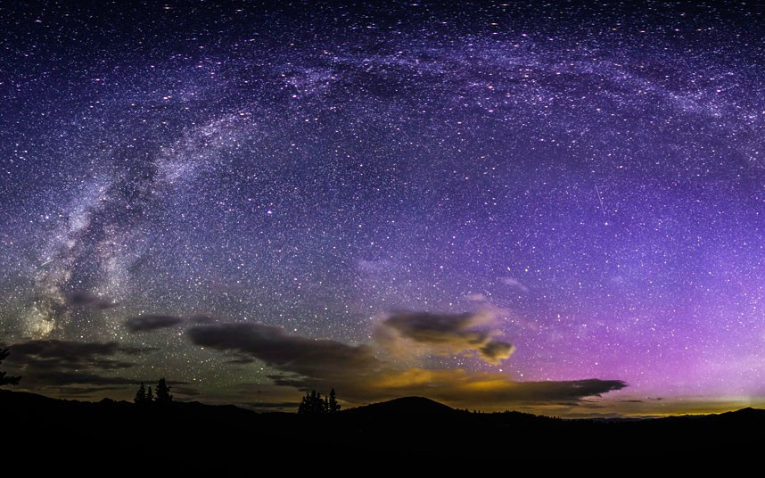 The Milky Way arcs over Aspen, Colorado, in this composite picture by Thomas O’Brien. He stitched together 24 shots - the shutter was open for about 25 seconds each exposure.