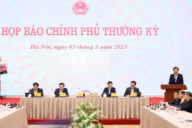 Buổi họp báo Chính phủ thường kỳ tháng 2/2023 - Ảnh: VGP.