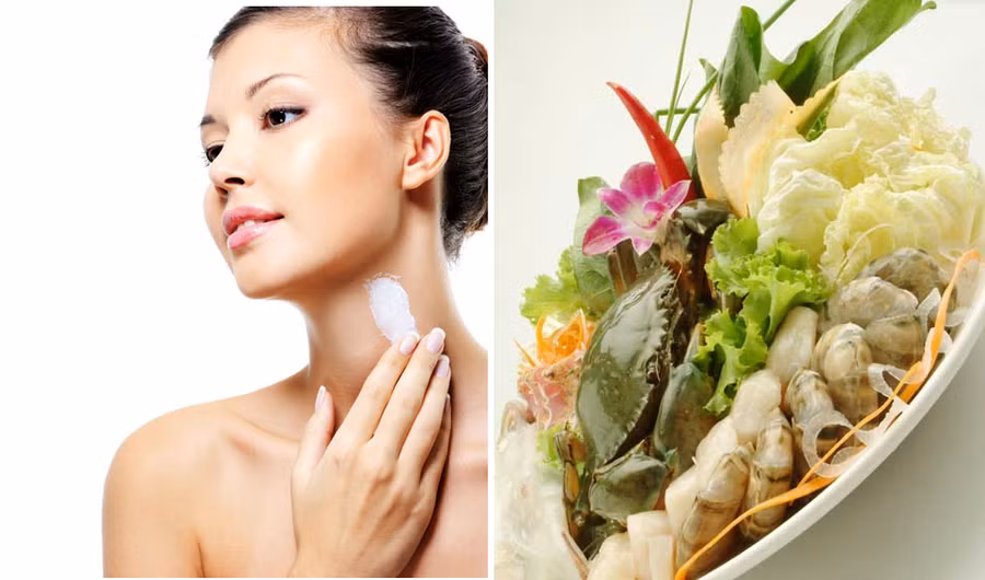 Ăn nhiều rau xanh, hải sản và thường xuyên chăm sóc sẽ có làn da cổ trẻ trung, không nếp nhăn.