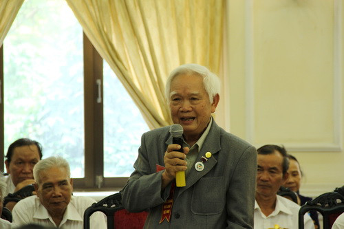 Nhà giáo chiến sĩ, NGƯT Nguyễn Xuân Đàm phát biểu tại buổi gặp mặt Nhà giáo chiến sĩ, NGƯT Nguyễn Xuân Đàm phát biểu tại buỗi gặp mặt