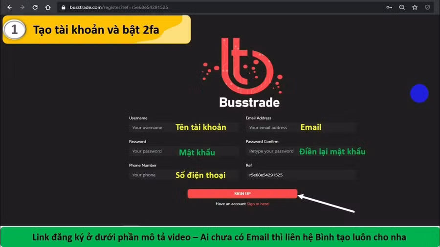 Giao diện của sàn Busstrade.