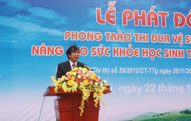 Thứ trưởng Bộ GD&ĐT Phạm Mạnh Hùng phát biểu tại lễ phát động. Ảnh: gdtd.vn