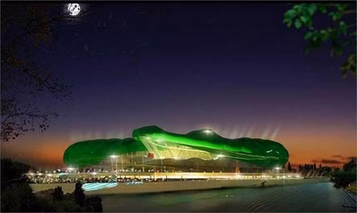 Vào những ngày có trận đấu, răng và mắt của cá sấu sáng lên để tăng thêm hiệu ứng.