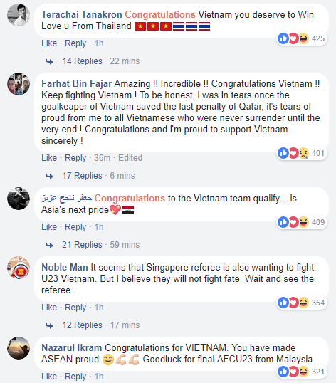 Hàng nghìn lời chúc gửi đến U23 Việt Nam sau khi lọt vào tới trận chung kết U23 châu Á Hàng nghìn lời chúc gửi đến U23 Việt Nam sau khi lọt vào tới trận chung kết U23 châu Á