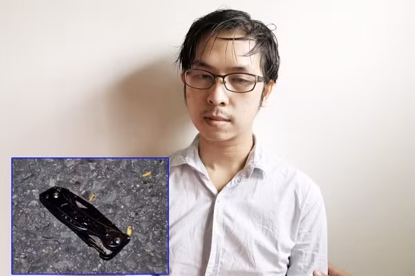 Đối tượng Phan Chí Thiện cùng hung khí của vụ án.