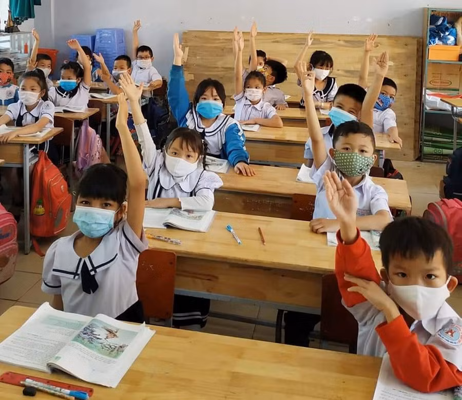 Học sinh Trường Tiểu học Ngô Quyền trong một tiết học.