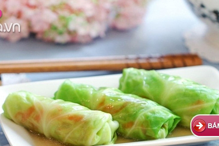 Bắp cải cuộn rau thập cẩm hấp chống ngán cho ngày lễ