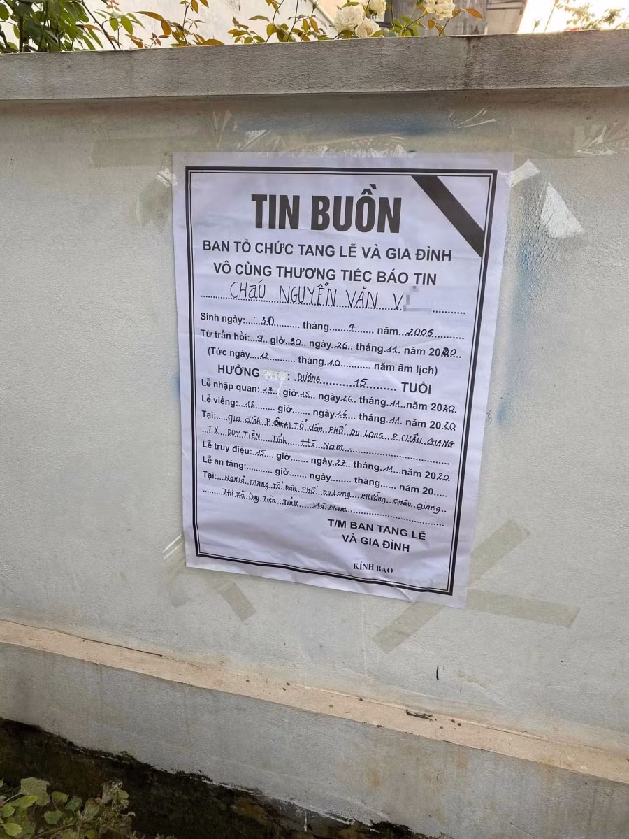 Thông báo tin buồn và tổ chức tang lễ cho em V.