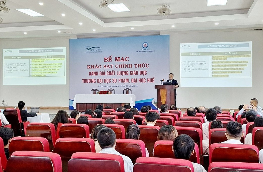 Nhiều hoạt động đánh giá chặt chẽ được tiến hành trong đợt đánh giá lần này tại Trường ĐH Sư phạm, ĐH Huế. (Ảnh: Đại Dương)