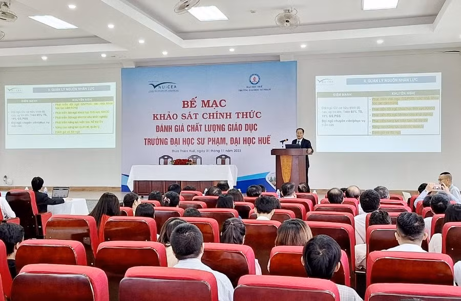 Nhiều hoạt động đánh giá chặt chẽ được tiến hành trong đợt đánh giá lần này tại Trường ĐH Sư phạm, ĐH Huế. (Ảnh: Đại Dương)