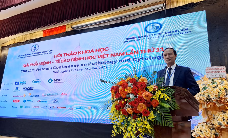 PGS.TS Trịnh Tuấn Dũng, Chủ tịch Hội Giải phẫu bệnh – Tế bào bệnh học Việt Nam phát biểu.